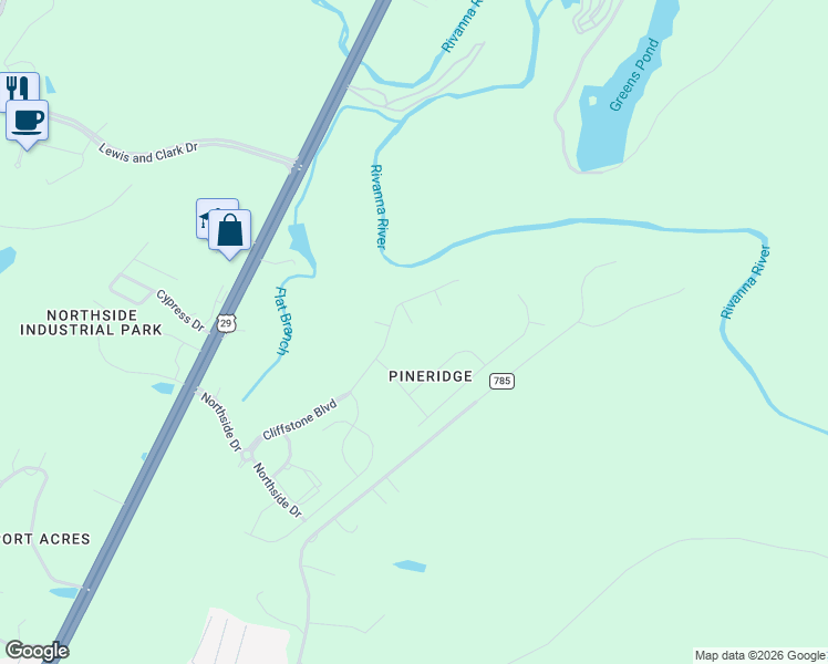 map of restaurants, bars, coffee shops, grocery stores, and more near 3764 Pritchett Lane in Charlottesville