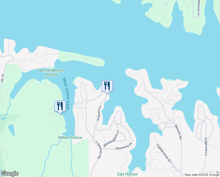 map of restaurants, bars, coffee shops, grocery stores, and more near 1680 Autumn Lane in Osage Beach