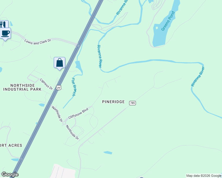 map of restaurants, bars, coffee shops, grocery stores, and more near 3764 Pritchett Lane in Charlottesville