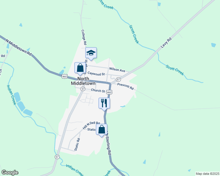 map of restaurants, bars, coffee shops, grocery stores, and more near U.S. 460 in North Middletown