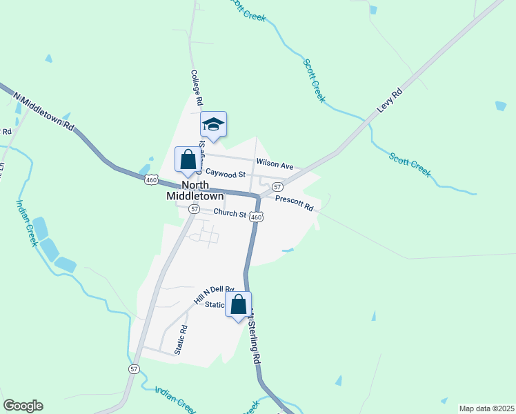 map of restaurants, bars, coffee shops, grocery stores, and more near U.S. 460 in North Middletown