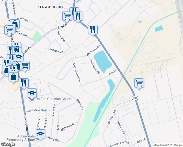 map of restaurants, bars, coffee shops, grocery stores, and more near 316 New England Court in Louisville