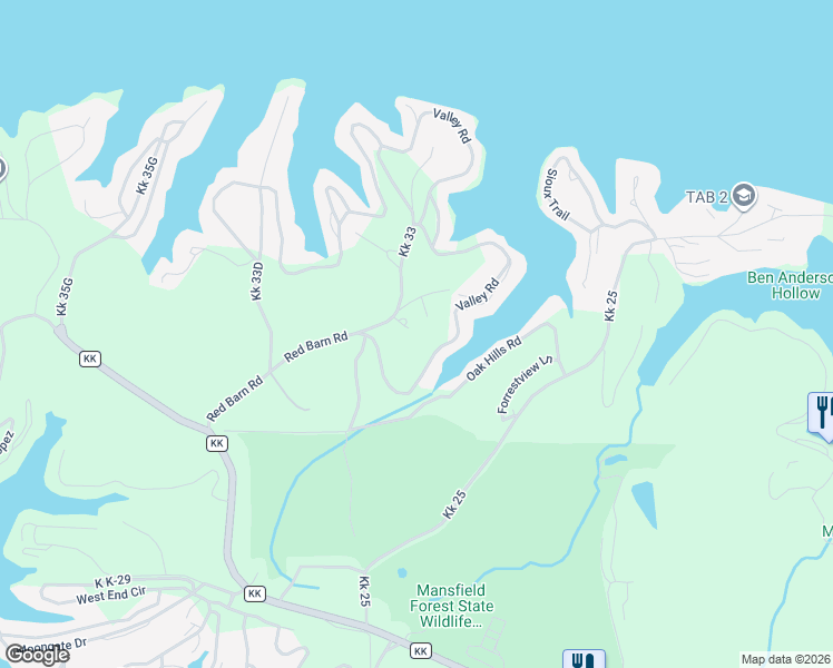 map of restaurants, bars, coffee shops, grocery stores, and more near 1501 Valley Road in Osage Beach