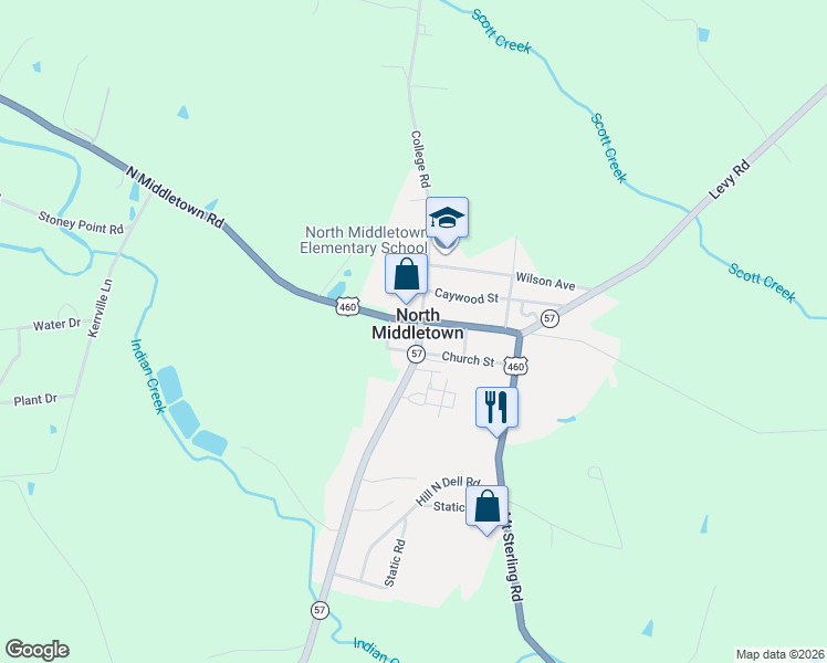 map of restaurants, bars, coffee shops, grocery stores, and more near in North Middletown