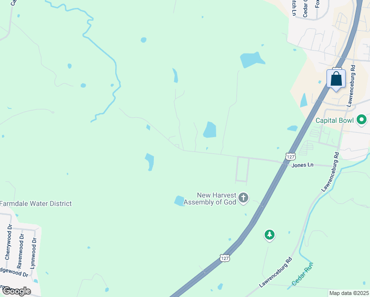 map of restaurants, bars, coffee shops, grocery stores, and more near 678 Jones Lane in Frankfort