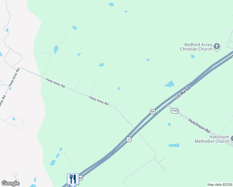 map of restaurants, bars, coffee shops, grocery stores, and more near 162 Harp Innis Road in Lexington