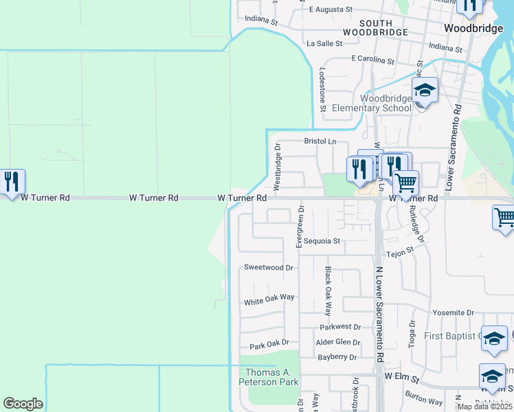 map of restaurants, bars, coffee shops, grocery stores, and more near 934 Golden Oak Drive in Lodi