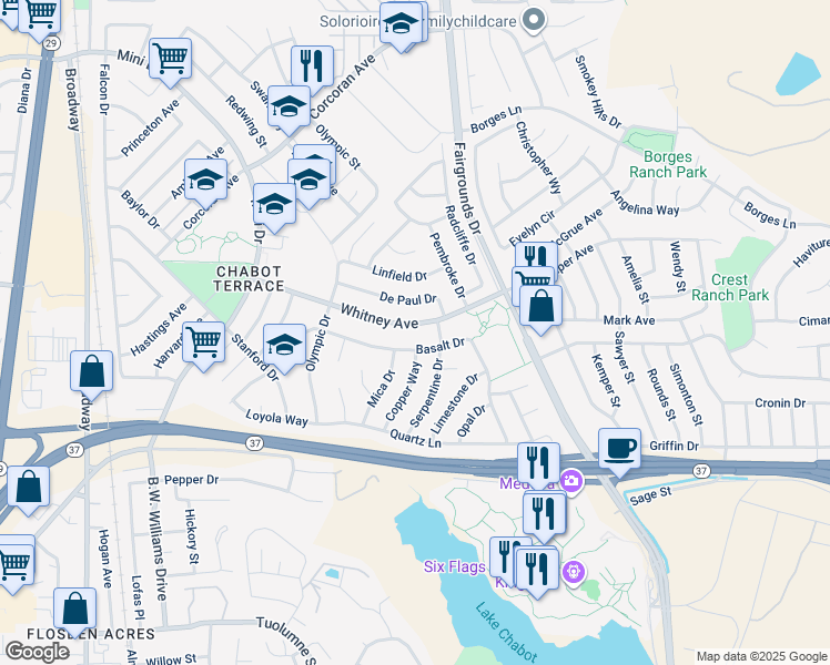 map of restaurants, bars, coffee shops, grocery stores, and more near 475 Whitney Avenue in Vallejo