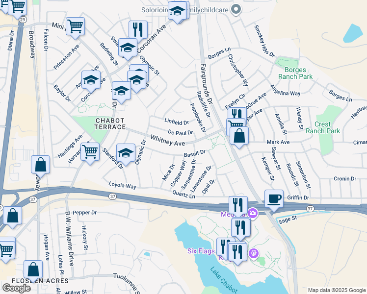 map of restaurants, bars, coffee shops, grocery stores, and more near 475 Whitney Avenue in Vallejo