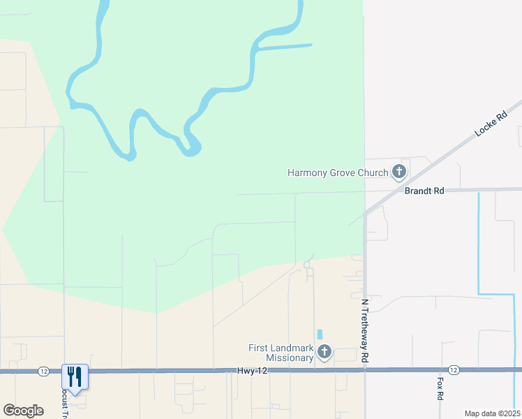 map of restaurants, bars, coffee shops, grocery stores, and more near 17966 Kroll Road in Lodi