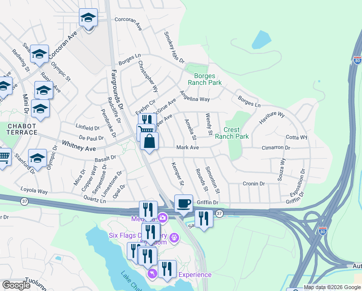 map of restaurants, bars, coffee shops, grocery stores, and more near 325 Sawyer Street in Vallejo