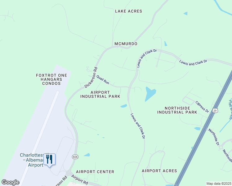 map of restaurants, bars, coffee shops, grocery stores, and more near 1641 Edlich Drive in Charlottesville