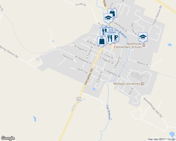 map of restaurants, bars, coffee shops, grocery stores, and more near 331 South Winter Street in Midway
