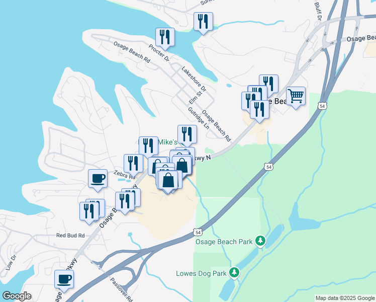 map of restaurants, bars, coffee shops, grocery stores, and more near 4371 Osage Beach Pkwy N in Osage Beach