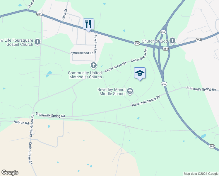 map of restaurants, bars, coffee shops, grocery stores, and more near 16 Stevens Lane in Staunton