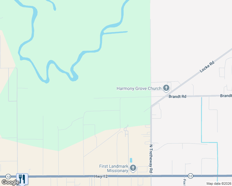 map of restaurants, bars, coffee shops, grocery stores, and more near 18050 North Tretheway Road in Lockeford