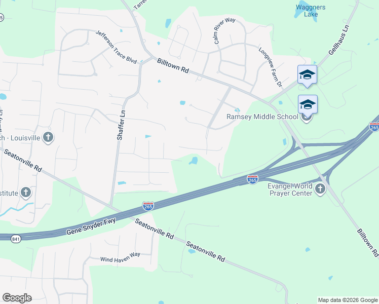 map of restaurants, bars, coffee shops, grocery stores, and more near 11715 Beacon Court in Louisville