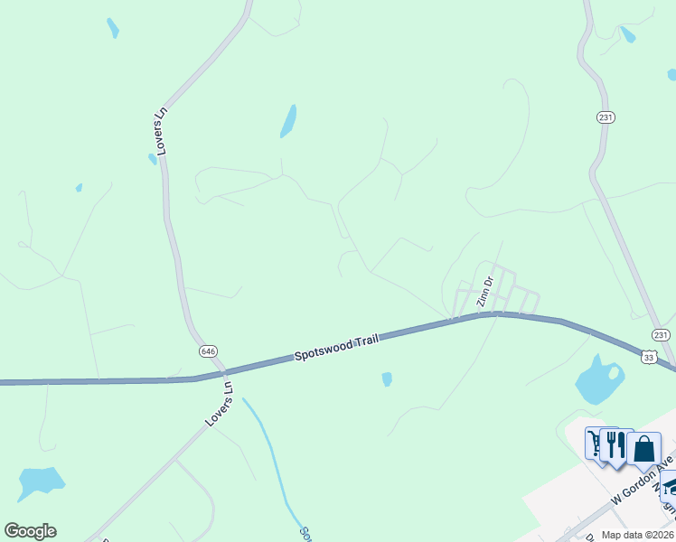 map of restaurants, bars, coffee shops, grocery stores, and more near 18494 Cameron Road in Gordonsville