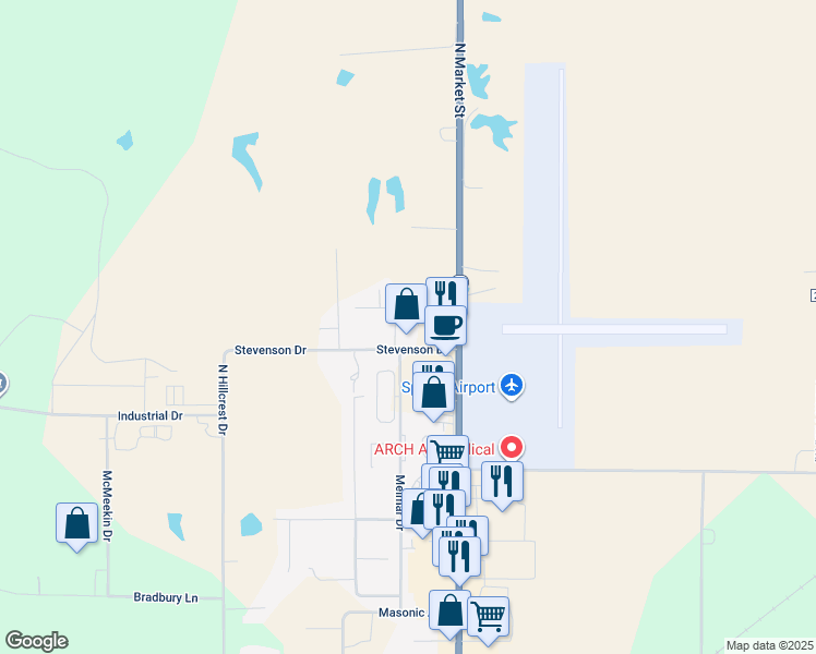 map of restaurants, bars, coffee shops, grocery stores, and more near 1806 Janna Lane in Sparta