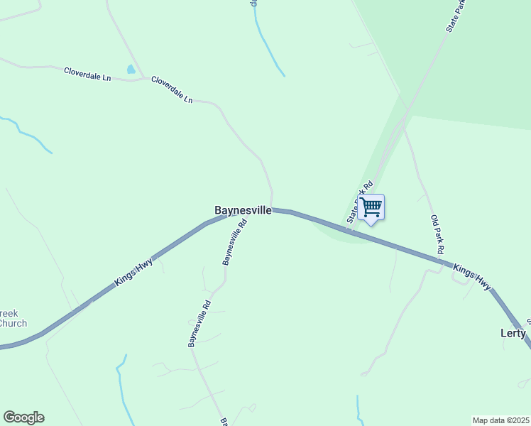 map of restaurants, bars, coffee shops, grocery stores, and more near 10308 Kings Highway in Montross