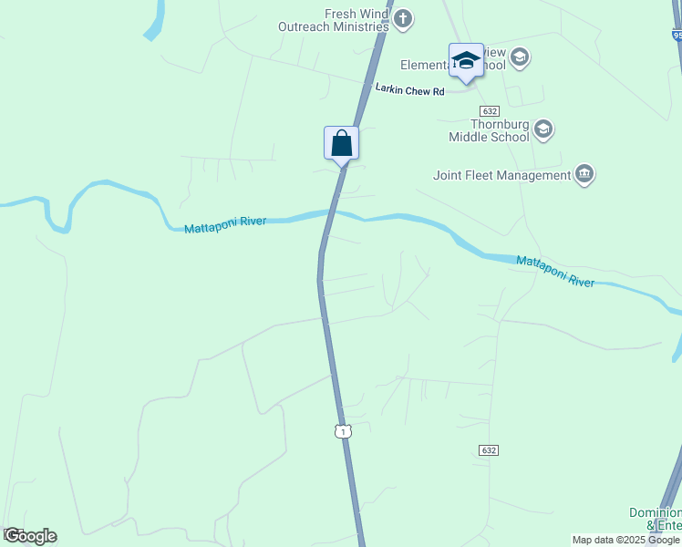map of restaurants, bars, coffee shops, grocery stores, and more near 6821 Patriot Highway in Spotsylvania Courthouse