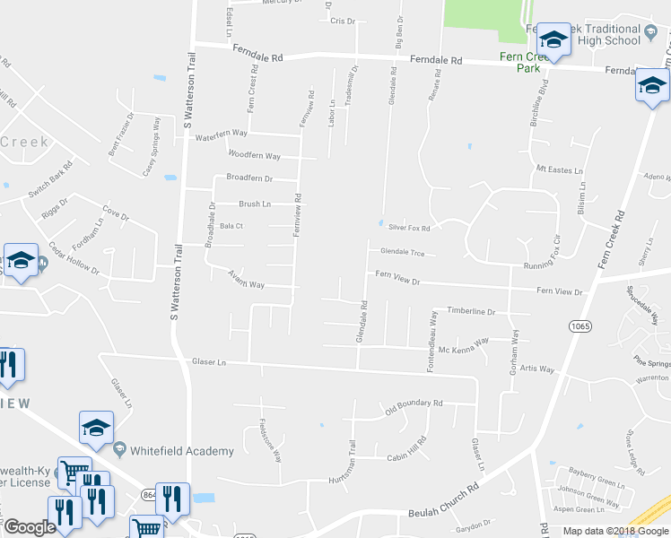 map of restaurants, bars, coffee shops, grocery stores, and more near 6902 Avanti Place in Louisville