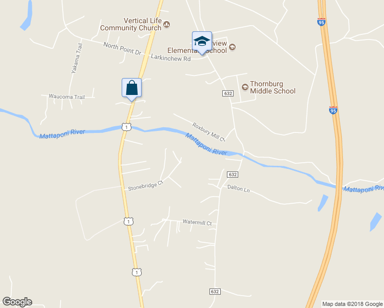 map of restaurants, bars, coffee shops, grocery stores, and more near 5400 Stonebridge Court in Spotsylvania