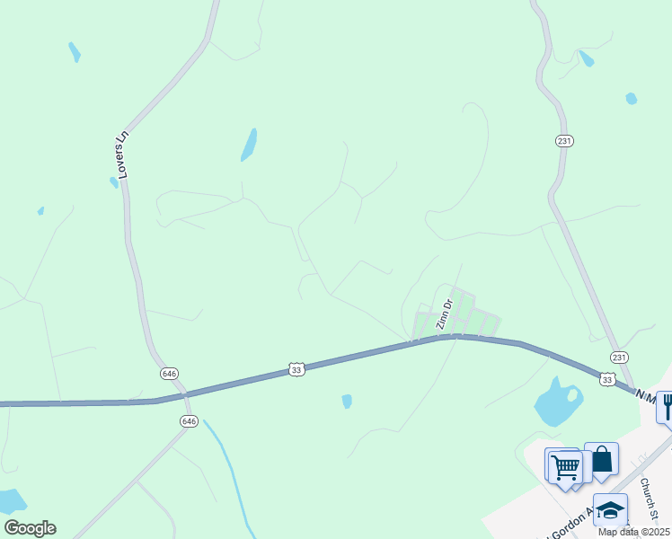 map of restaurants, bars, coffee shops, grocery stores, and more near 18513 Cameron Road in Gordonsville