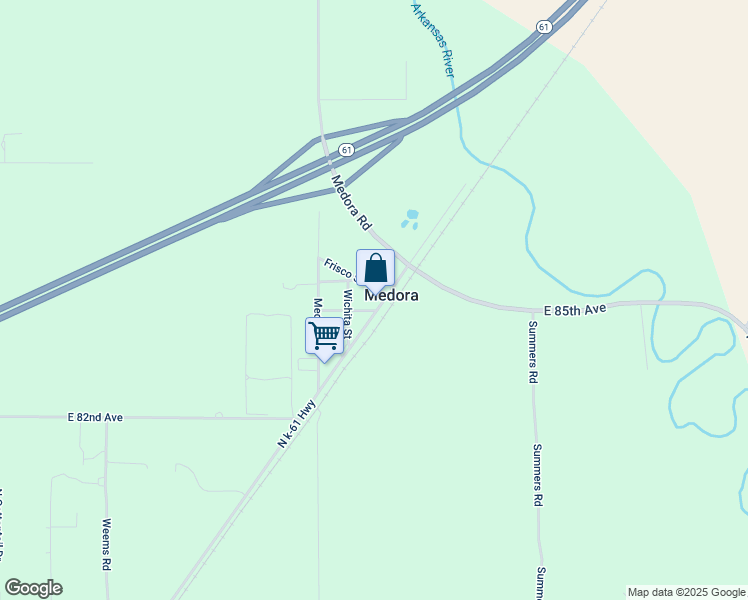 map of restaurants, bars, coffee shops, grocery stores, and more near 4918 Main Street in Hutchinson
