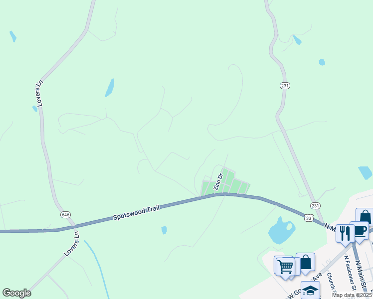 map of restaurants, bars, coffee shops, grocery stores, and more near 18549 Cameron Road in Gordonsville