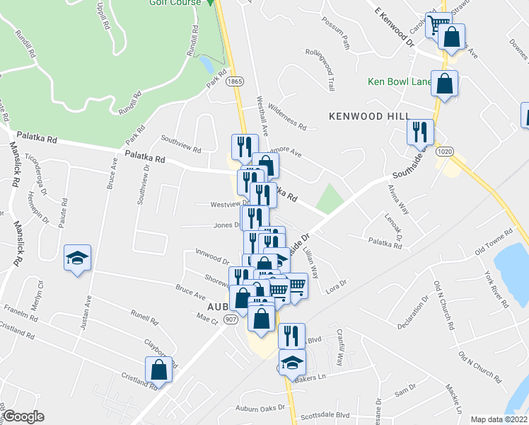 map of restaurants, bars, coffee shops, grocery stores, and more near 838 Glen Hollow Drive in Louisville