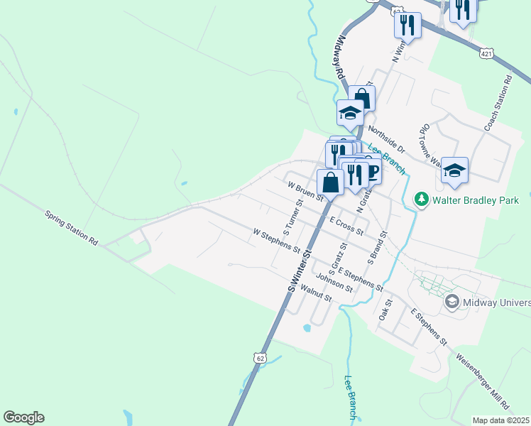 map of restaurants, bars, coffee shops, grocery stores, and more near 233 West Higgins Street in Midway