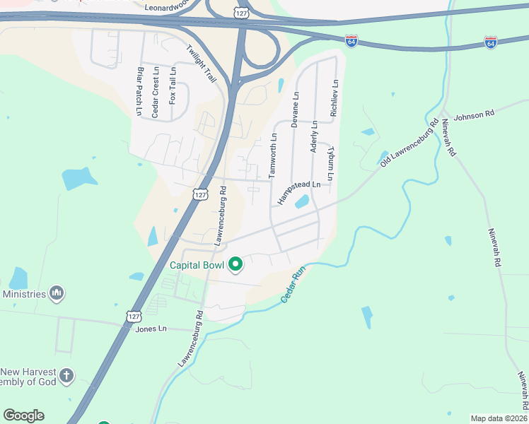 map of restaurants, bars, coffee shops, grocery stores, and more near 101 Consumer Lane in Frankfort