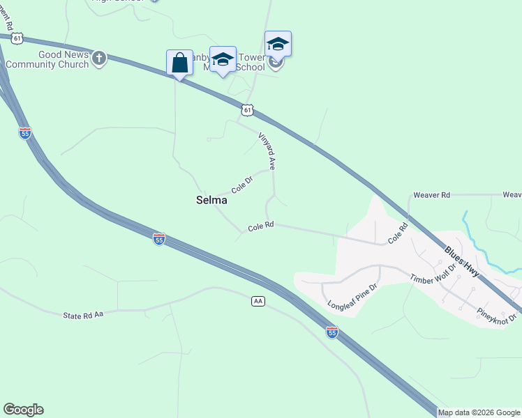 map of restaurants, bars, coffee shops, grocery stores, and more near 325 Becker Dr in Festus