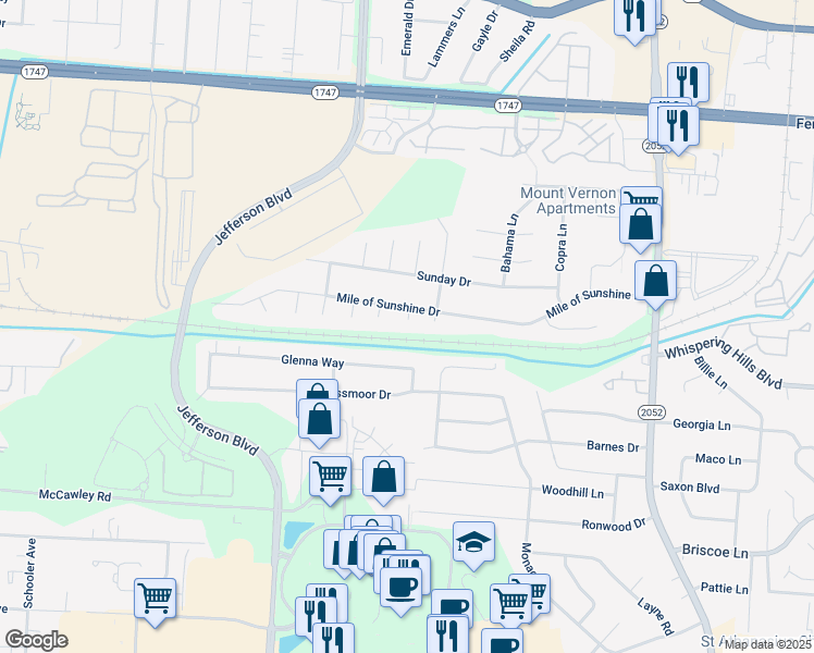 map of restaurants, bars, coffee shops, grocery stores, and more near 6804 Papaya Court in Louisville