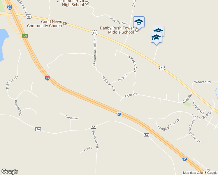 map of restaurants, bars, coffee shops, grocery stores, and more near 311 Jackson Avenue in Festus