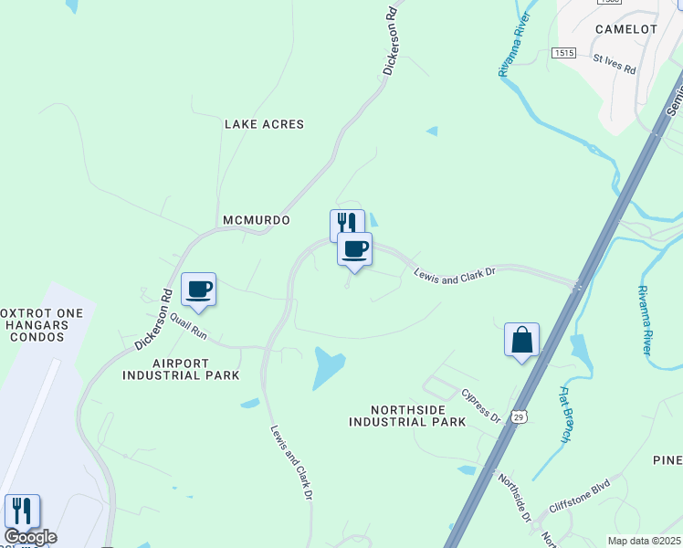 map of restaurants, bars, coffee shops, grocery stores, and more near 1000 Research Park Boulevard in Charlottesville