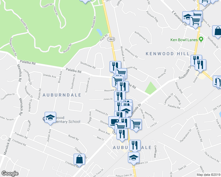 map of restaurants, bars, coffee shops, grocery stores, and more near 911 Westview Drive in Louisville