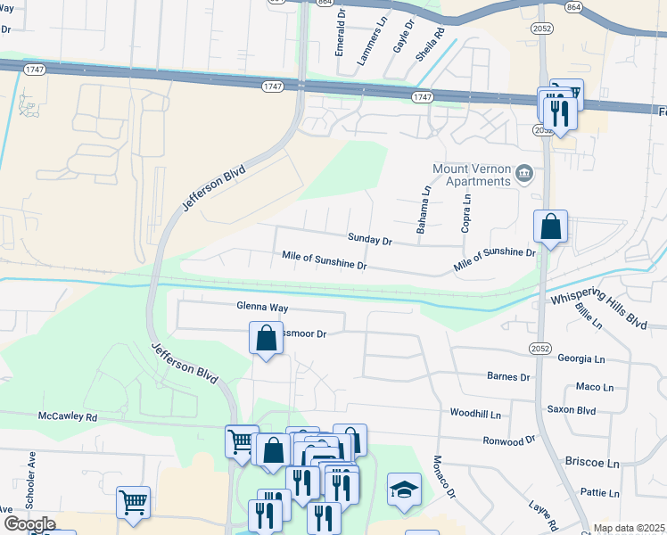 map of restaurants, bars, coffee shops, grocery stores, and more near 6804 Papaya Court in Louisville
