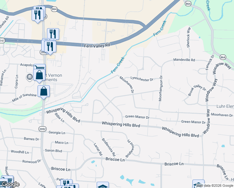 map of restaurants, bars, coffee shops, grocery stores, and more near 5918 BlueStone Road in Louisville