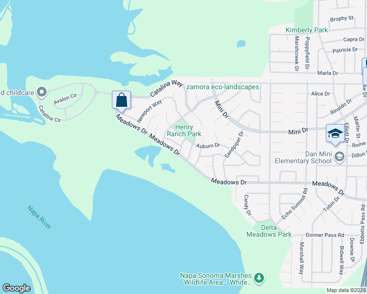 map of restaurants, bars, coffee shops, grocery stores, and more near 400 Vergel Terrace in Vallejo