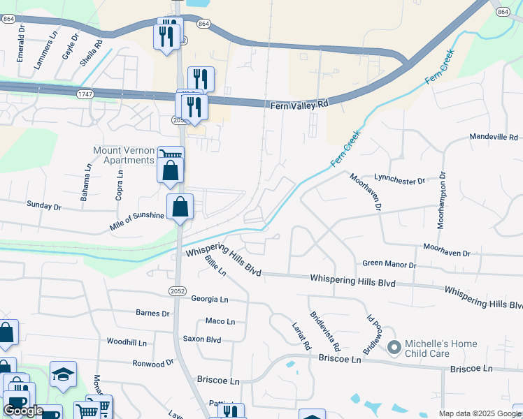 map of restaurants, bars, coffee shops, grocery stores, and more near 202 Flirtation Walk in Louisville