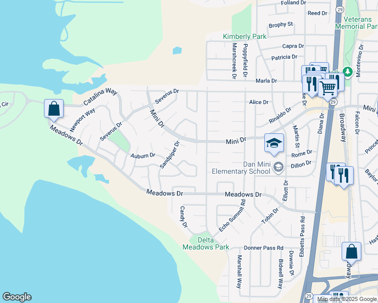 map of restaurants, bars, coffee shops, grocery stores, and more near 136 Pilot Hill Court in Vallejo