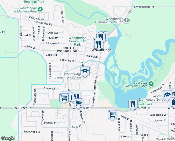 map of restaurants, bars, coffee shops, grocery stores, and more near 951 Academy Street in Woodbridge