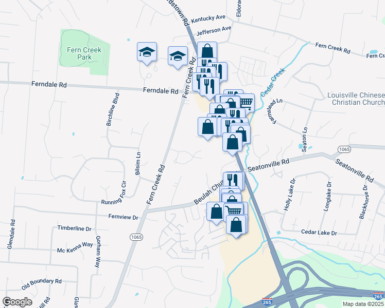 map of restaurants, bars, coffee shops, grocery stores, and more near 7037 Adeno Way in Louisville