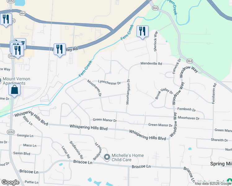map of restaurants, bars, coffee shops, grocery stores, and more near 6201 Rocky Mountain Drive in Louisville