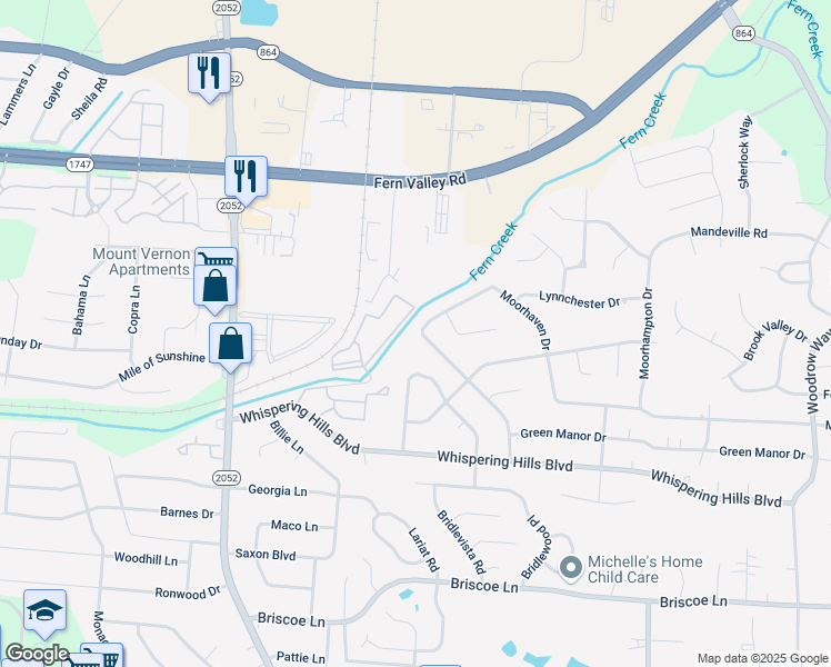 map of restaurants, bars, coffee shops, grocery stores, and more near 6800 Sandstone Boulevard in Louisville