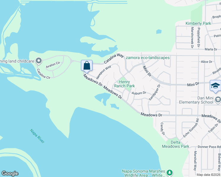 map of restaurants, bars, coffee shops, grocery stores, and more near 900 Severus Drive in Vallejo