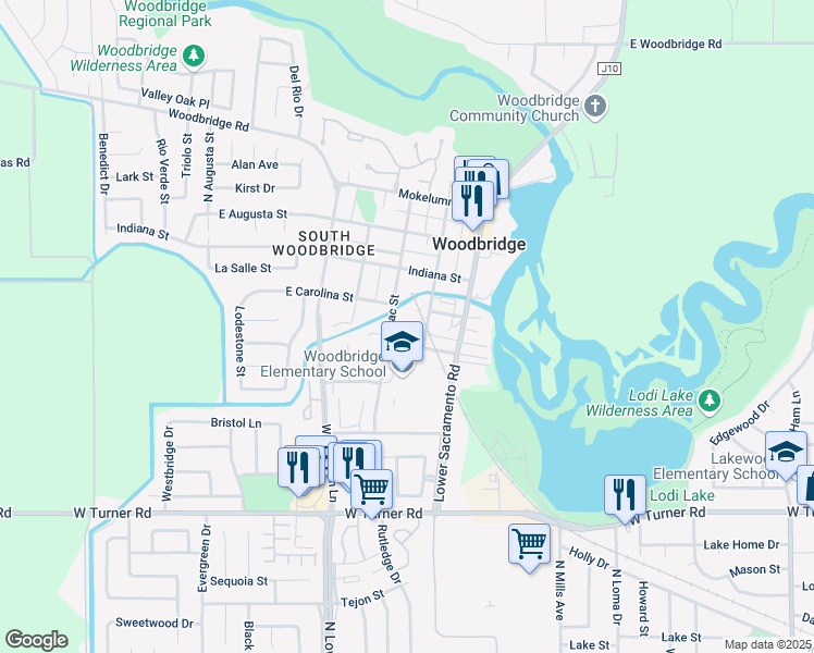 map of restaurants, bars, coffee shops, grocery stores, and more near 951 Academy Street in Woodbridge