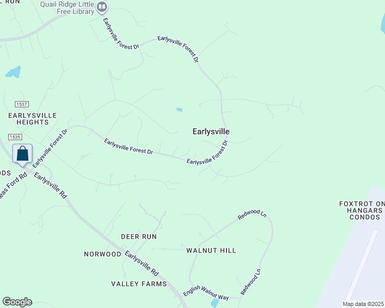 map of restaurants, bars, coffee shops, grocery stores, and more near 1030 Earlysville Forest Drive in Earlysville